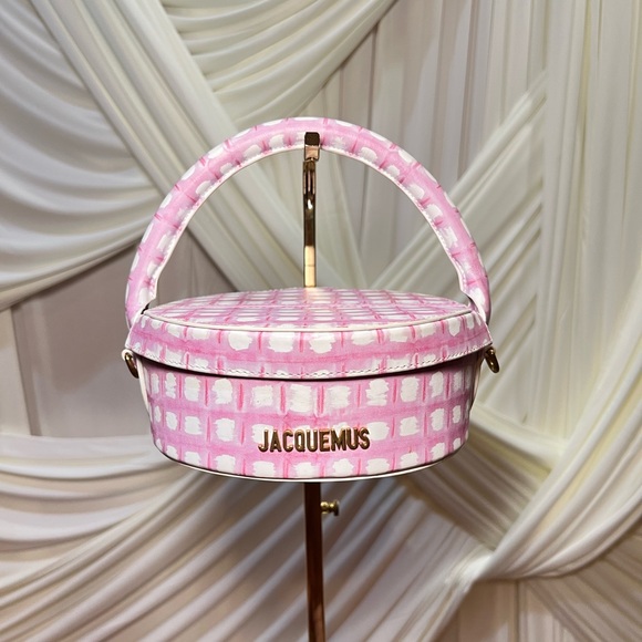 Jacquemus Handbags - Jacquemus Pink Checkered Round Top-Handle Bag